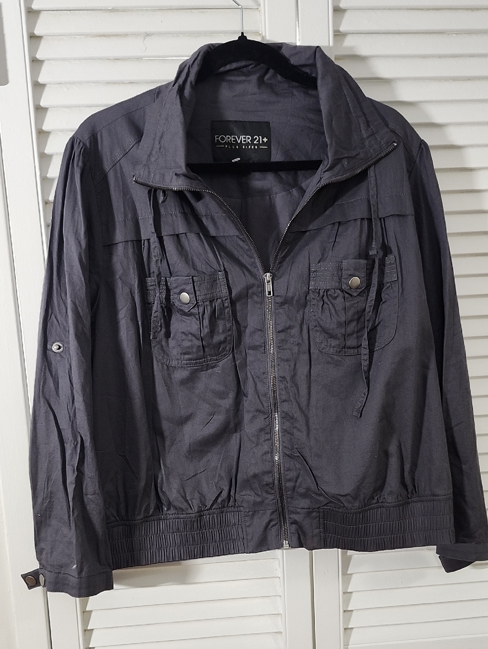 Forever 21 Gray Zip-Up Lightweight Jacket